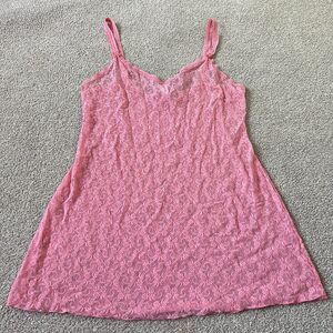 Vintage Y2K B.Tempted Floral Pink Sheer Bows Lace Slip Dress Women’s L